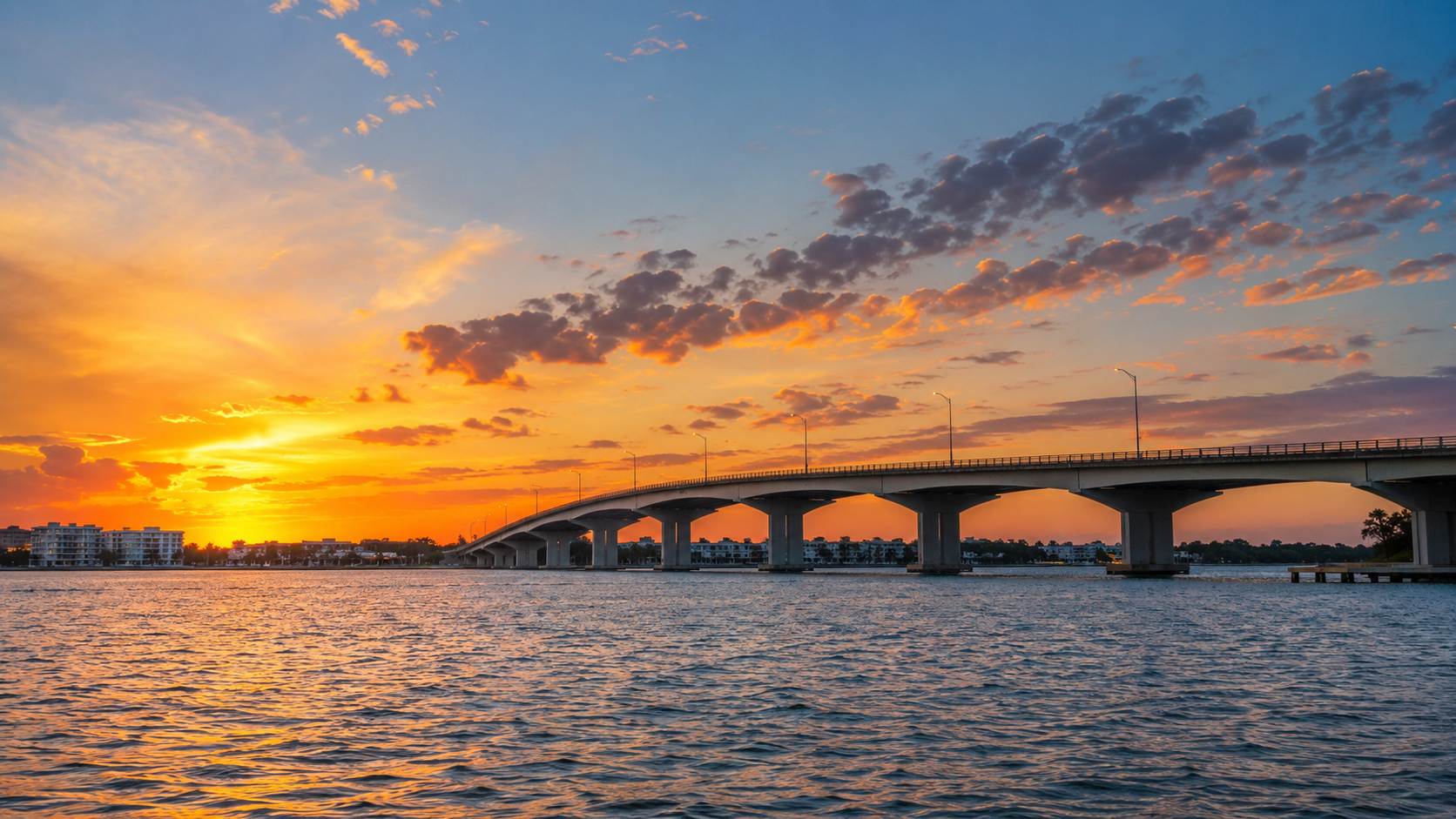 John Ringling Bridge over Sarasota Bay at sunset